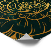 Poster Vert et or Orné fleuri fleuri (Coin)