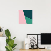 Poster Vert et rose géométrique abstrait (Bureau à domicile)