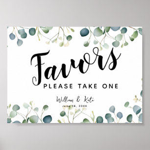 Poster vert eucalyptus Favors fête ou signe mariage