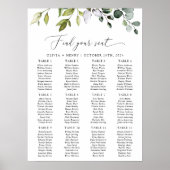 Poster Vert, Eucalyptus Feuilles, Mariage Seating Chart (Devant)