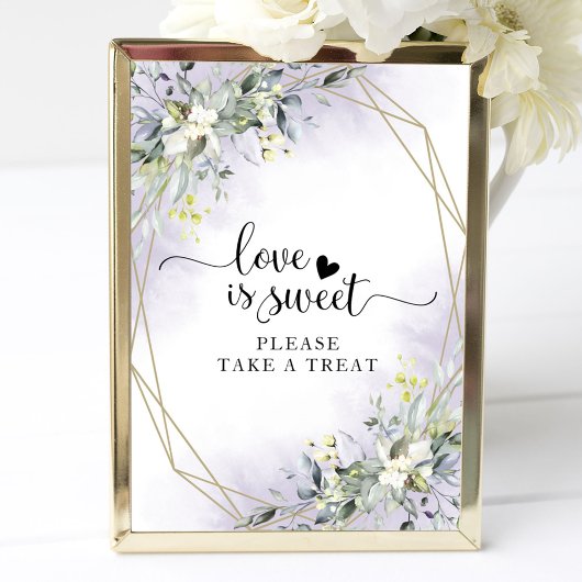 Poster Vert Eucalyptus Géométrique L'amour est signe doux