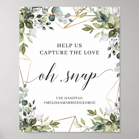 Poster Vert feuillage eucalyptus feuille boho oh signe d' (Devant)