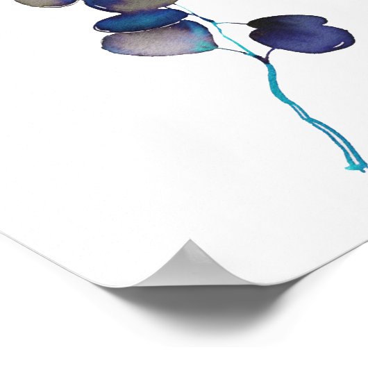 Poster Vert Feuille moderne bleu violet Eucalyptus (Coin)