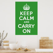 Poster Vert Gardez le calme et continuer (Cuisine)