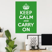 Poster Vert Gardez le calme et continuer (Bureau à domicile)