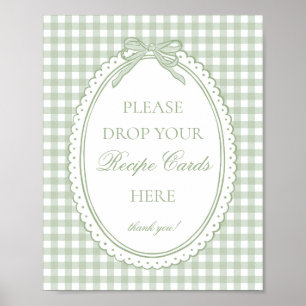 Poster Vert Gingham Coquette Bow Partagez une Recette