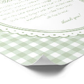 Poster Vert Gingham Coquette Noeud Culotte Réflexions Béb (Coin)