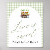 Poster Vert Gingham Frais du Marché L'amour est doux (Devant)