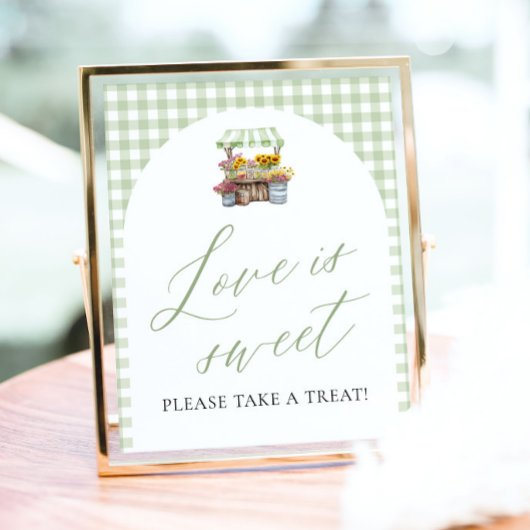 Poster Vert Gingham Frais du Marché L'amour est doux