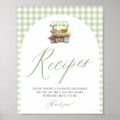 Poster Vert Gingham Frais du Marché Recettes Douche (Devant)