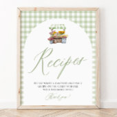 Poster Vert Gingham Frais du Marché Recettes Douche