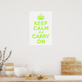 Poster Vert Jaune Gardez le calme et continuer (Cuisine)