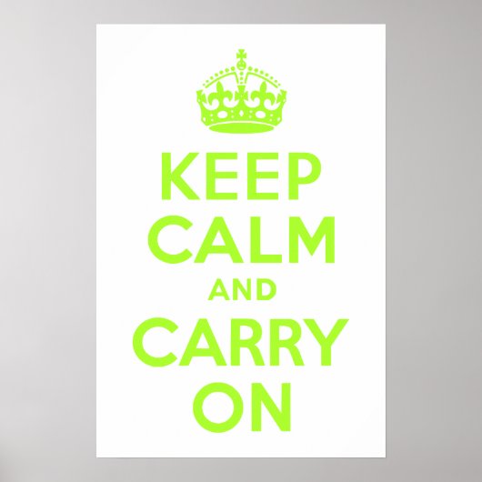 Poster Vert Jaune Gardez le calme et continuer (Devant)