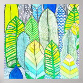 Poster Vert Jaune mignon Moderne Tropical Boho Feuille (Devant)