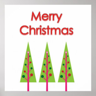 Poster vert Joyeux Arbres de Noël