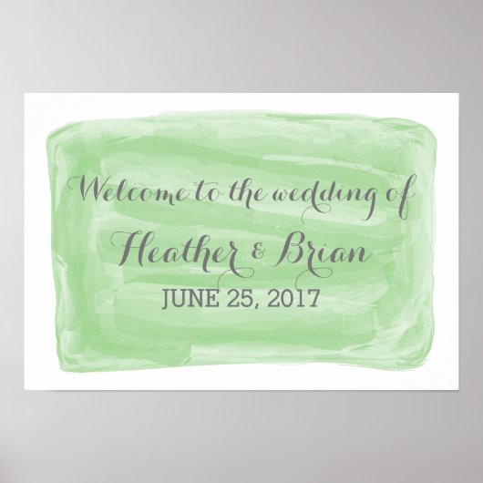 Poster vert Mariage aquarelle (Devant)