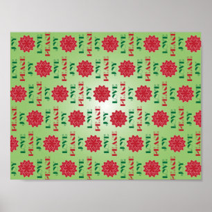 Poster Vert moderne et rouge Amour, Paix, Joie citation