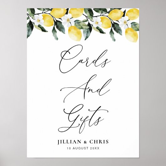 Poster Vert moderne Lemon Floral Cartes & Cadeaux (Devant)