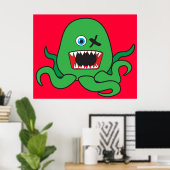 Poster vert Octomonster (Bureau à domicile)