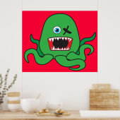 Poster vert Octomonster (Cuisine)