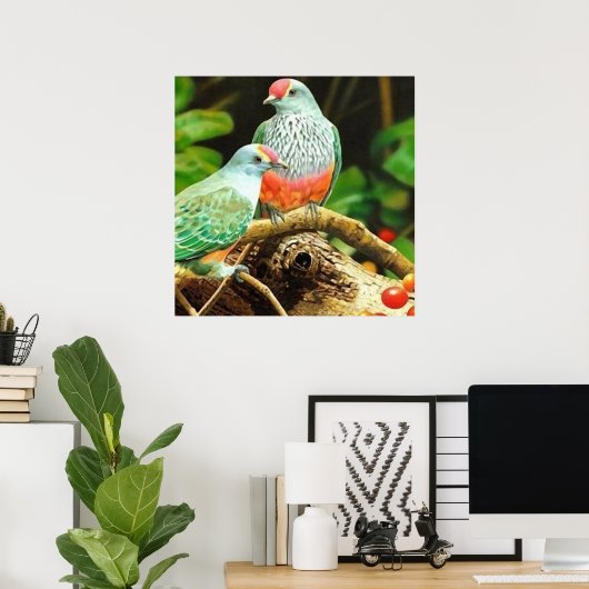 Poster Vert oiseaux (Bureau à domicile)