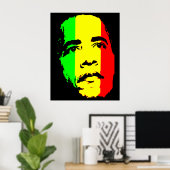 Poster vert or et rouge face d'Obama (Bureau à domicile)
