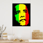 Poster vert or et rouge face d'Obama (Cuisine)