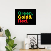 Poster Vert, Or & Rouge. (Bureau à domicile)