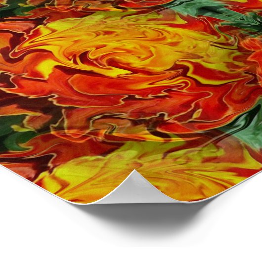 Poster Vert orange Abstrait (Coin)