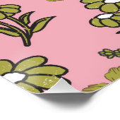 Poster Vert rose rétro Y2K Funky Hippie Flower Motif (Coin)