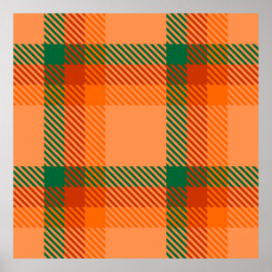 Poster Vert, rouge, orange et beige Tartan Plaid écossais