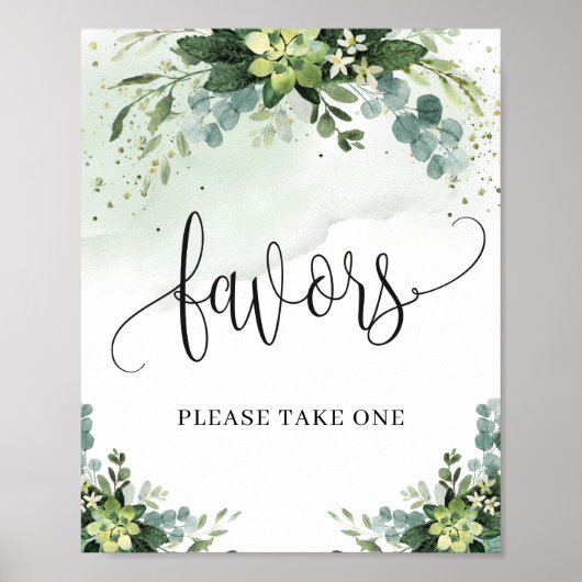 Poster Vert rustique succulent eucalyptus faveurs signe (Devant)