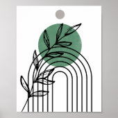 Poster Vert Sauge Géométrique Botanique Milieu de Siècle (Devant)