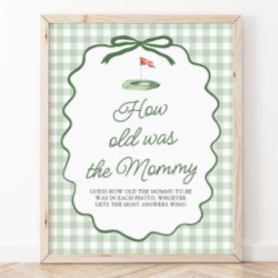 Poster Vert sauge Gingham de golf Signe de l'âge de Maman