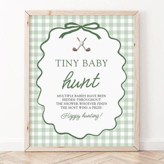 Poster Vert Sauge Gingham Golf Bébé Tout-Petits Chasse Ba