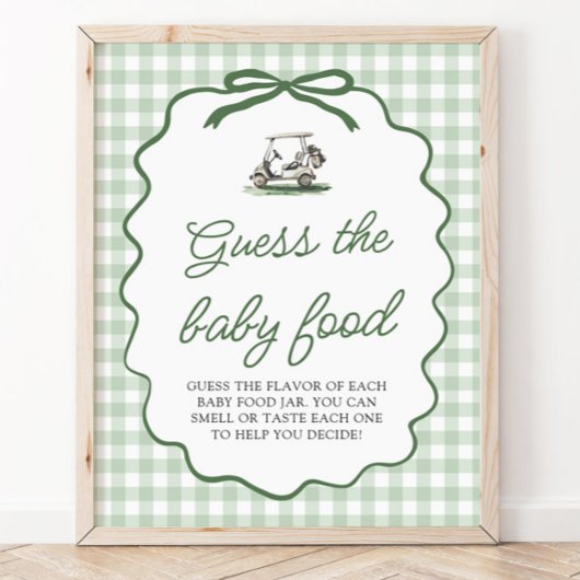 Poster Vert Sauge Gingham Golf Devine la Nourriture pour