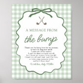 Poster Vert sauge Gingham Golf Un message du bébé (Devant)