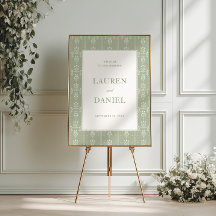 Vert sauge Mariage de jardin vintage Bienvenue