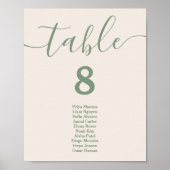 Poster Vert Sauge | Plan de table de mariage simple (Devant)