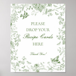 Poster Vert Toile de Jouy Floral Partagez une Recette Mar