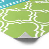 Poster Vert Trellis Vibrant Bleu Nom Modèle (Coin)