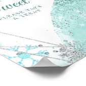 Poster Vert Turquoise Noël Flocon de neige 15e est doux (Coin)