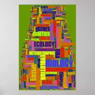 Poster Vert vibrant de no. 1 de Wordle de biologie