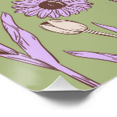 Poster Vert violet rétro Y2K Funky Hippie Flower Motif (Coin)