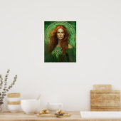 Poster Vert Yeux Rouge Cheveux Celtique Portrait de noeud (Cuisine)