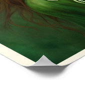 Poster Vert Yeux Rouge Cheveux Celtique Portrait de noeud (Coin)