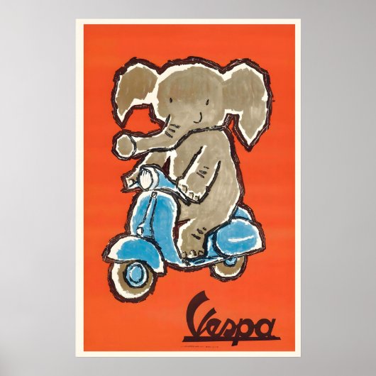 Poster Vespa Scooter Vintage 1954 Vespa Italy Advertising (Devant)
