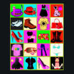 Poster vêtement mode pop art collage<br><div class="desc">vêtement mode pop art collage Poster. Accrochez-vous au mur dans votre chambre ou votre salon.</div>