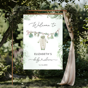 Poster Vêtements bébé Boho Eucalyptus Baby shower Bienven