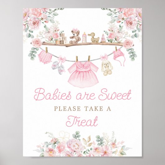 Poster Vêtements de bébé roses Les bébés sont doux Pannea (Devant)